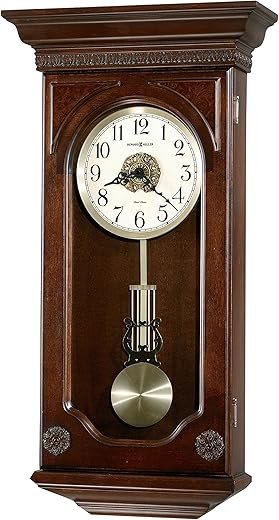 Howard Miller Jasmine Wall Clock 625-384 – Hampton Cherry with Quartz, Dual-Chime Movement