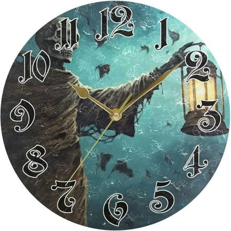 Hyjoy Wall Clock - Silent Non-Ticking, Battery Operated, 10 Inch Lantern Skeleton Clock Decorative for Home, Bedroom, Living Room - Modern Decor Wall Clock