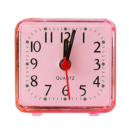 Ikeay Clearance Item Alarm Clock Square Small Bed Compact Travel Quartz Beep Alarm Clock Cute Portable Red