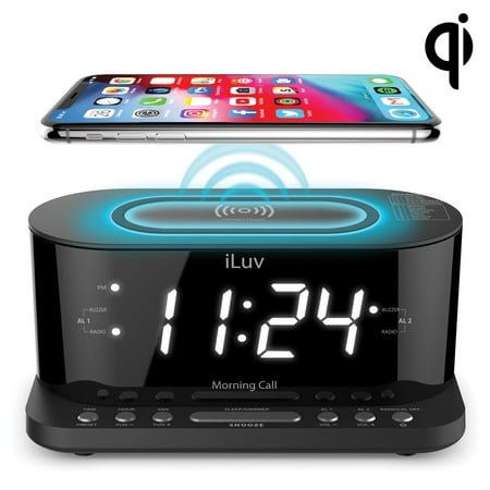 iLuv MORCAL5QULBK Morning Call 5 Clock Radio with Qi Charging