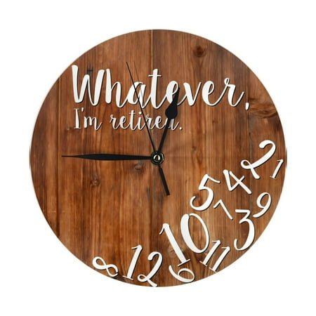 I'M Retired Rustic Wood Funny Retirement Brown Wall Clock - 10 Inch Silent Non-Ticking Wall Clocks -Country Retro Rustic Style Decorative For Living Room Kitchen Home Bathroom Bedroom