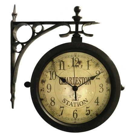 Infinity Instruments 8 Inch Charleston 2 Sided Wall Clock & Thermometer