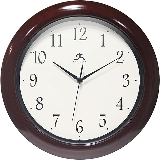 Infinity Instruments LTD. Mahogany-Look Wall Clock, Brown, 13