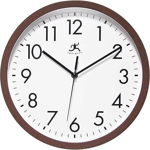 Infinity Instruments Modern Wood Finish Wall Clock, Mid Century Modern Design Perfect for The Home or Office, 12 inch, Walnut