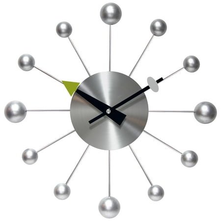 Infinity Instruments Orb Spoke Silver Analog Display Transitional 15-inch Wall Clock