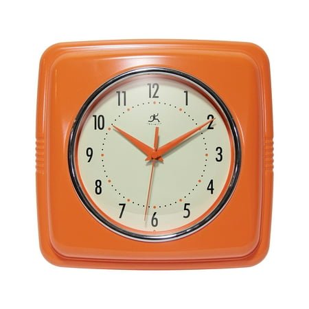 Infinity Instruments Retro Square Orange Plastic 9.25-inch Analog Wall Clock