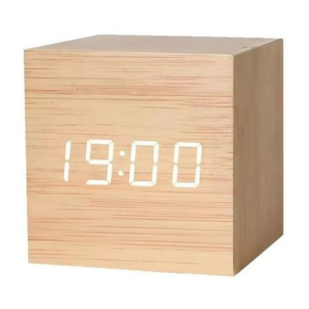 Intelligent Voice Controlled Alarm Clock Modern Wooden Wood Digital LED Clock= G8R9