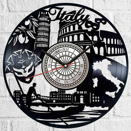 Italy Vinyl Record Wall Clock Retro style Wall clock Silent Home Decor Unique Art Special Home Accessories Creative Personality Gift