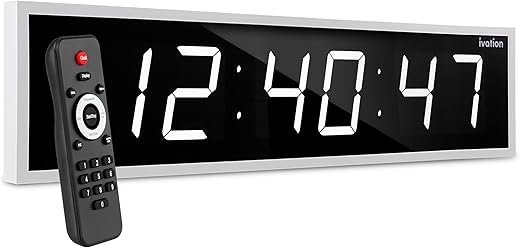 Ivation Huge 48" Inch Large Big Oversized Digital LED Clock with Stopwatch, Alarms, Countdown Timer & Temp - Shelf or Wall Mount (Red) | 6-Level Brightness, Mounting Holes & Hardware