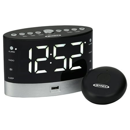 JENSEN JCR-255 .6-Watt AM/FM Dual-Alarm Digital Clock Radio with Under-Pillow Vibrator