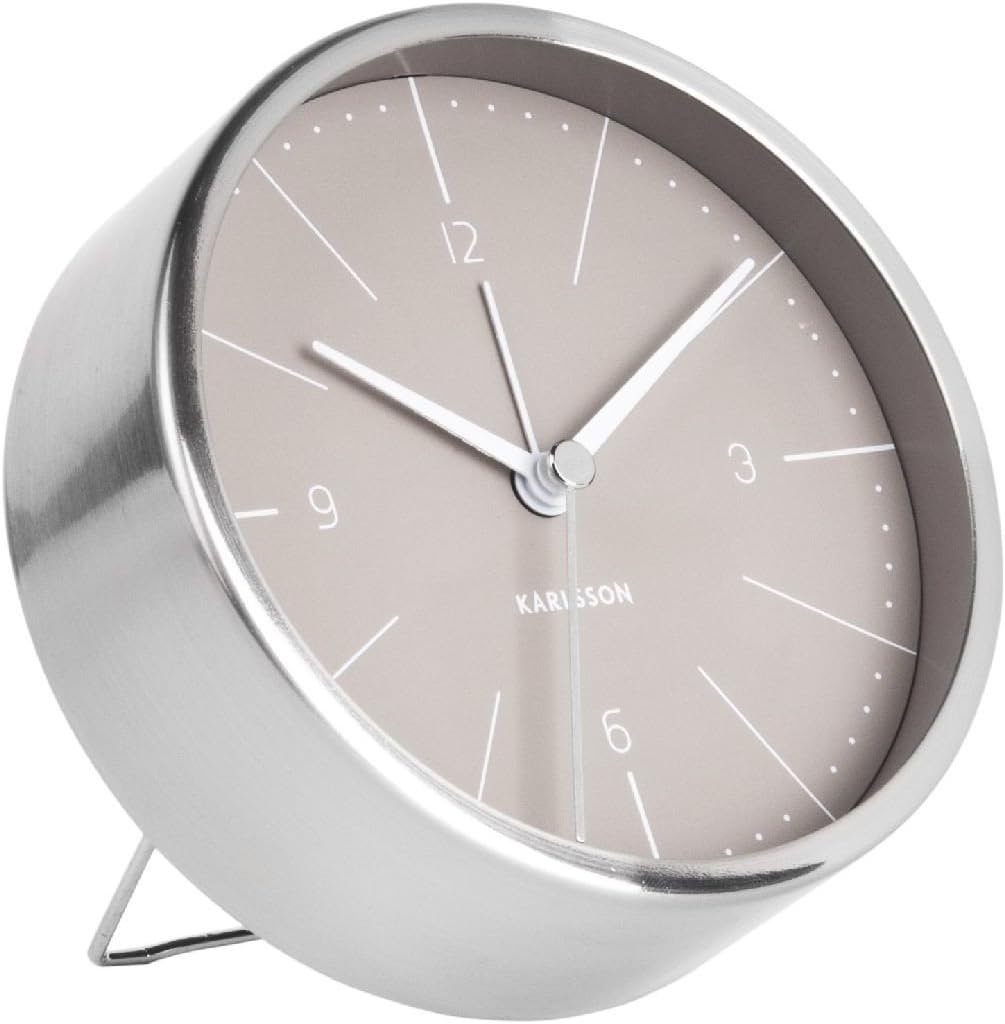 Karlsson, Table, Alarm Clock, Steel, Grey, One Size