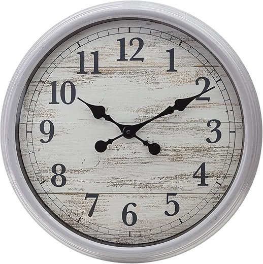 Kiera Grace Mallory Round Wall Clock, 20" x 20", Grey