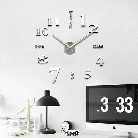 KingShop Large Wall Clock Quartz 3D DIY Big Watch Decorative Kitchen Clocks Mirror Sticker Oversize Wall Clocks Home Letter Decor