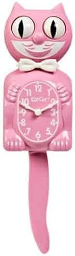 Kit Cat Klock® Limited Edition Pink Satin kit - Iconic Retro Cat Clock with Moving Eyes and Tail, Battery Operated Wall Clock, Made in USA, Perfect for Home Decor, Mid-Century Modern Clock