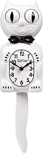 Kit Cat Klock® Limited Edition White - Iconic Retro Cat Clock with Moving Eyes and Tail, Battery Operated Wall Clock, Made in USA, Perfect for Home Decor, Modern Clock, Unique Gift