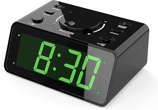 KWANWA Digital Clock, Dual Alarm, Personalized 15S Recording, 12/24Hr, 3-Level Led Brightness, Battery Operated, Snooze, Alarm Clock for Heavy Sleepers Adults, Clock for Bedroom Kitchen Office