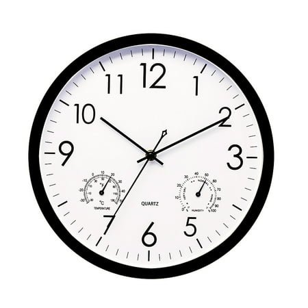 Large 12 inch Wall Clock Silent Quartz Indoor Bedroom Modern Home Shop Art Decor, Black