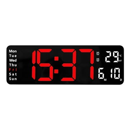 Large Digital Wall Clock, Large Display Digital Clock with Time Date Temp Week, Wall Mount for Living Room/Gym/Shop/Warehouse/Office Decor,,style3，G107176