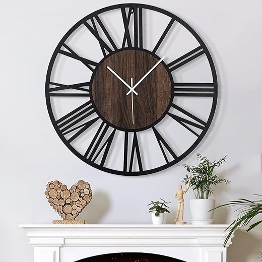 Large Wall Clock for Living Room Decor, 14 Inch Non Ticking Silent, Battery Operated Modern Vintage Oversized Wall Clock for Bedroom Kitchen