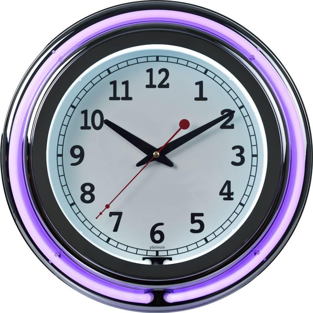 Lavish Home Retro Neon Wall Clock - Battery Operated Wall Clock Vintage Bar Garage Kitchen Game Room