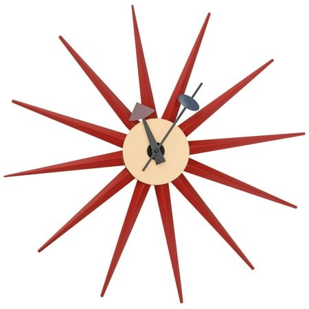 LeisureMod Maxi Metal Star Shaped Silent Non-Ticking Wall Clock, Red