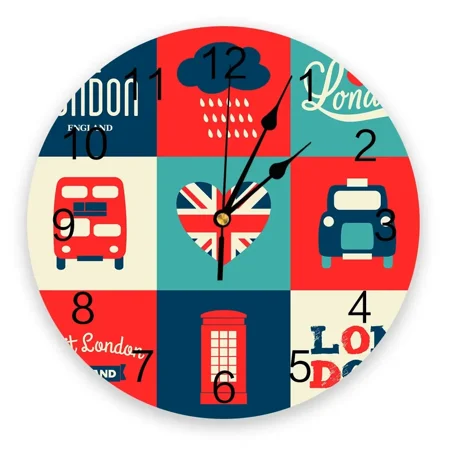 London England Wall Clocks Brief Design Silent Home Cafe Office Wall Decor Clocks for Kitchen Wall Art Large Wall Clocks 25cm（14 Inch）