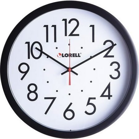 Lorell 14-1/2 Self-Set Wall Clock Analog - Quartz - White Main Dial - Black