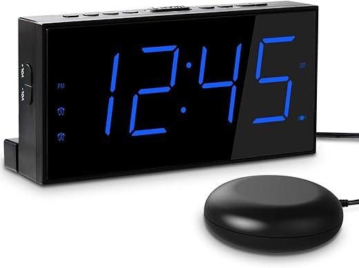 Loud Alarm Clock for Heavy Sleeper,Vibrating Alarm Clock for Hearing Impaired Deaf,Annoying Alarm Clock,USB Port,Dual Alarm with Snooze,7" Large Dimmable LED Display,Battery Backup,Easy to Use,DST