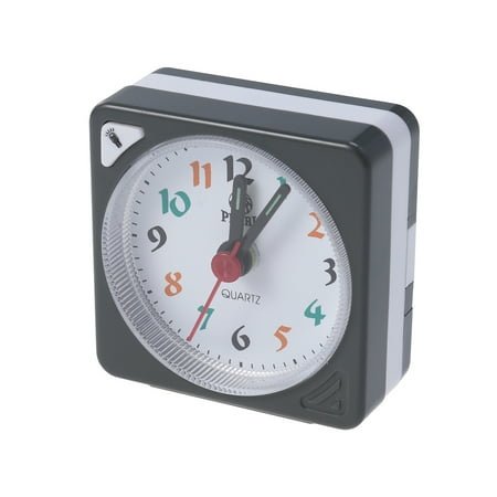 Masteelf Mini Clock Square Plastic Quartz Alarm Clock Portable Lightweight Clock (Grey)