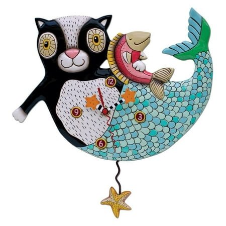 Mermaid Cat Mercat Pendulum Clock