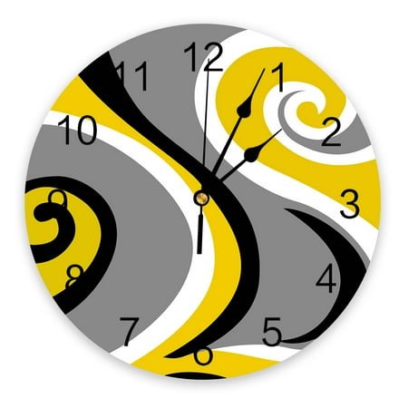 Modern Abstract Yellow Wall Clock Silent Digital Clocks for Home Bedroom Kitchen ration Hanging Watch