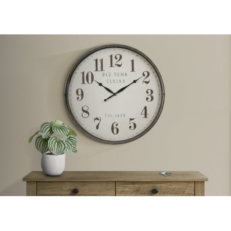 Monarch Specialties I 9024 Clocks, 30 Round, Large Oversized, Wall Clock, Brown