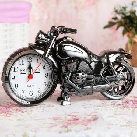 Motorcycle Motorbike Pattern Alarm Clock Desk Clock Creative Birthday Gift Cool Clock Holiday Savings Gifts