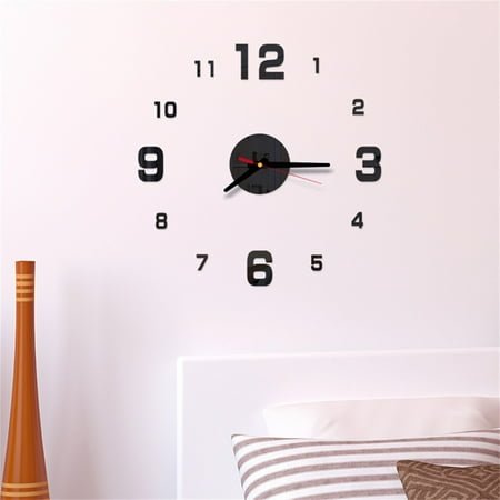 NANDIYNZHI Big Deals 3D Diy Roman Numbers Acrylic Mirror Wall Sticker Clock Home Decor Mural Decals Wall Clock Black