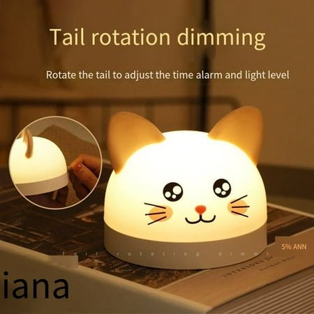 Naughty Cat Alarm Clock Night Light Cute Bedroom Ambient Light Timing Function Snooze Alarm Clock Holiday Gift