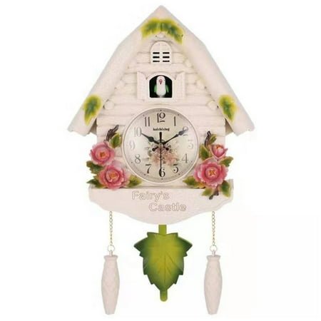 Necvior European Pastoral Style Resin Quartz Cuckoo Wall Clock Bird for Time Bell Swing Alarm Watch Cartoon Vintage Antique Home Art Decoration