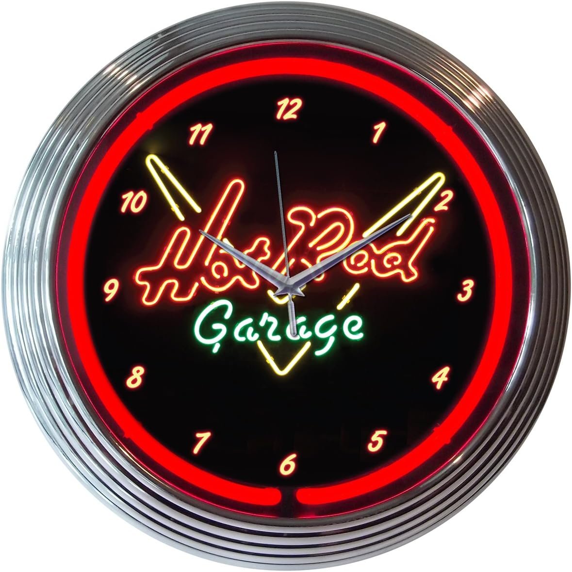 Neonetics Hot Rod Garage Neon Wall Clock, 15-Inch