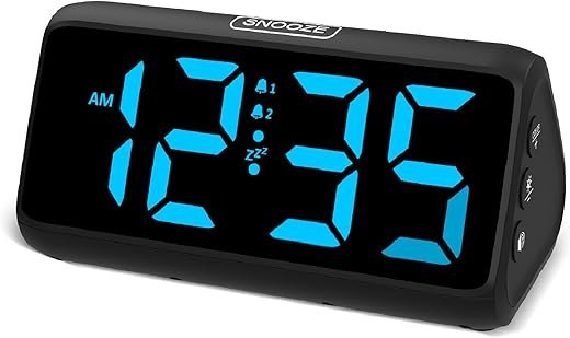 Netzu Digital Alarm Clocks for Bedrooms, Loud Alarm Clock with Dual Alarms, Bold Digits, 5 Dimmers, 4 Volumes, Snooze, Bedside Clock for Deep Sleepers Kids Teens Seniors, Plug in Clock, Easy to Set