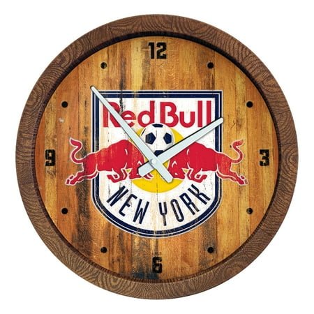 New York Red Bulls 20.25 Faux Distressed Barrel Top Clock