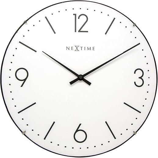 NEXTIME Basic Dome Wall Clock, 35.6, White