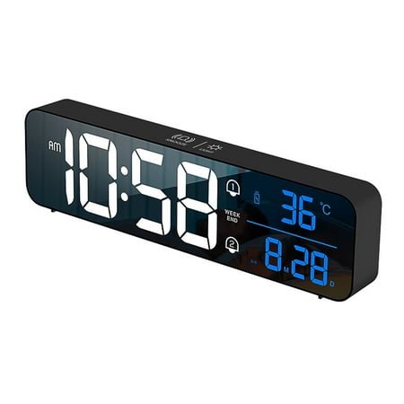 Onekawa 10.4 Digital Alarm Clock with Adjustable Brightness - Large Display, Dual Alarms, Temperature Sensor, 12/24H & Snooze - Plug-in Electric Bedside Clock for Bedroom/Nightstand