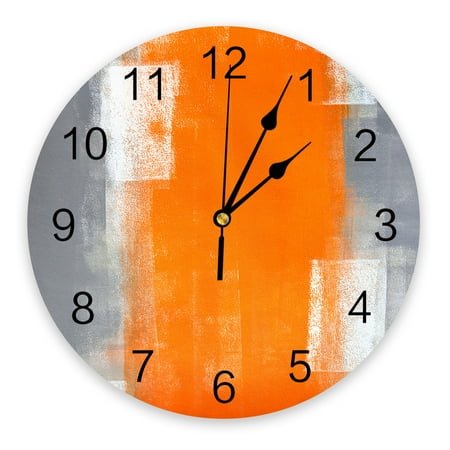 Orange Gray Abstract Texture Wall Clock Bedroom Silent Wall Digital Clock Living Room r Wall Clock Modern Design