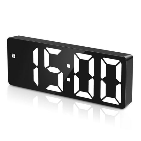 ORIA Digital Alarm Clock for Bedrooms, LED Clock Large Numbers, Easy to Set Digital Clock with Adjustable Brightness Voice Control(White)