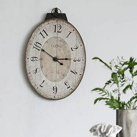 Oval Retro Large Wall Clock, Old-Fashioned Vintage Design, White Antique Style, Battery Operated Decor Wall Clocks for Bedroom,Farmhouse,Kitchen,Office (29 H x 18 W) (Iovry, 18x29x1.2)