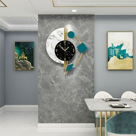 Peakora High-End Wall Clock with Marble Design and Mirror Dial, Silent Movement for Comfortable Sleep, Durable Aluminum Pointers for Accurate Time