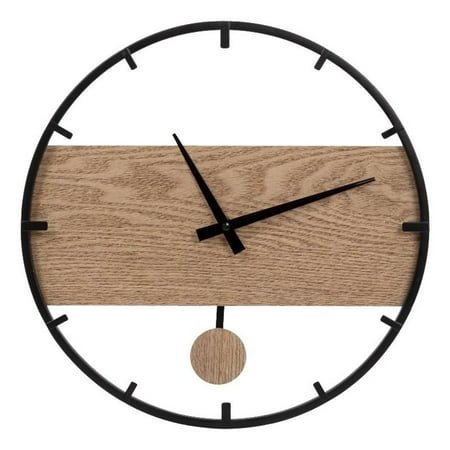 Pemberly Row 14 inches Alton Wall Clock Black Metal and Wood