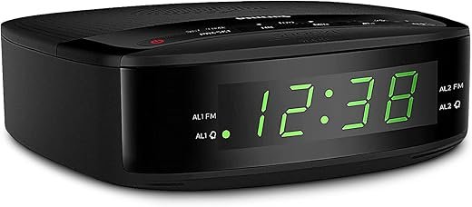 PHILIPS Radio Alarm Clocks for Bedrooms, LED Display, Easy Snooze, Sleep Timer, Alarm Clock Radio w/Battery Backup Bedroom Clock (Batteries not Included) (White)