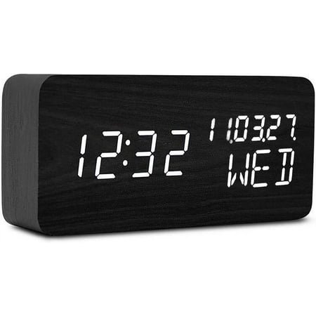 Pokanic LED Alarm Clock, Day of The Week, Temperature, Nightlight, Large Display -