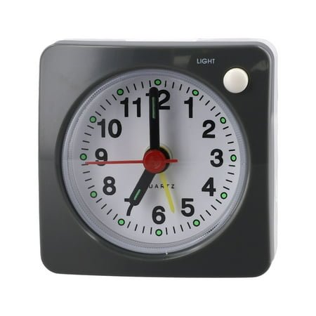 Quartz Bedside Desk Sweep Travel Portable Plastic Mini Alarm Clock Silent gray