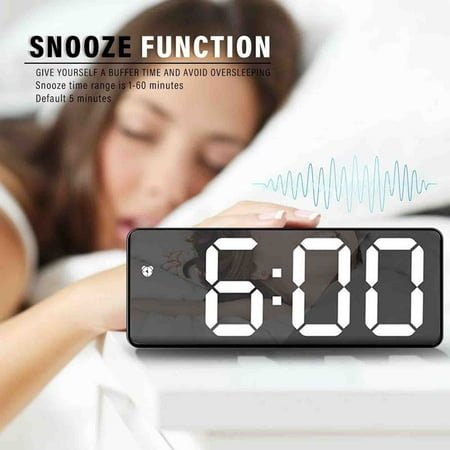 Radio Alarm Clocks For Bedrooms House Decor Battery Clock Movement Digital Alarm Clocks Led Mirror Electronic Clock Snooze Mode Auto Adjust Brightn